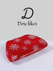 1pc Red Christmas Clutch Bag With Snowflake Flower Clasp Design, Elegant Evening Handbag Suitable For Christmas Party, Formal Occasions, Weddings, Galas And Celebrations