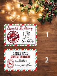 6/12/24pcs Customized Christmas Gift Paper Sticker Labels, Personalized Text Customization, Christmas Gift Labels, Couple, Friend And Family Gift Sticker Labels - Multicolor - View 4