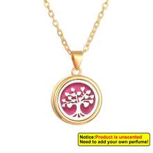 Aromatherapy Essential Oil Diffuser Necklace Tree Of Life Pattern Stainless Steel Locket Pendant Gift For Women And Girls - Gold - View 30