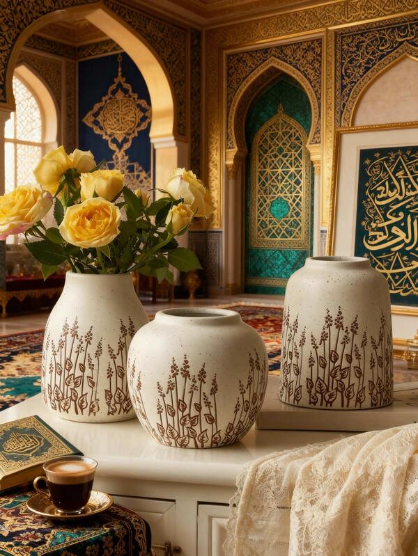 1Pc Hand-Painted Vintage Crackle Glaze Ceramic Vase - Decorated With Rustic Farmhouse-Style Valentines Day Ivy Motifs Decorative Vases For Flowers, Perfect As A Bohemian Home Accent . Ideal As A Floral Centerpiece For Living Rooms, Dining Tables, Studies, Offices, Windowsills, Weddings, Churches, Fresh Flowers/Dried Flower Displays Decorative, Or New Chinese Zen-Inspired Decor. Limited-Time Christmas Offer