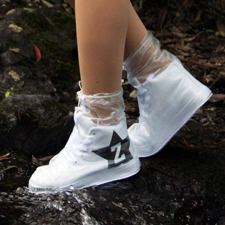 2 Pares Cubre Zapatos Impermeable, Cubierta Impermeable para Botas de Lluvia Cubiertas para Zapatos Antideslizante Plegabl de Reutilizable para Mujeres, Hombres 2 - 2 - Ver 1