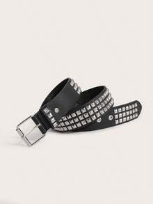 1 Piece Of Unisex Studded Punk Style Handsome Street Casual Daily Wear Belt Halloween Summer, School Fall, Autumn, Halloween - Black - View 5