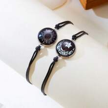 2 Pcs/Set Luminous Braided Rope Couple Bracelets For Lovers Sun Moon Butterfly Glow In The Dark Chains Noctilucent Jewelry Gift