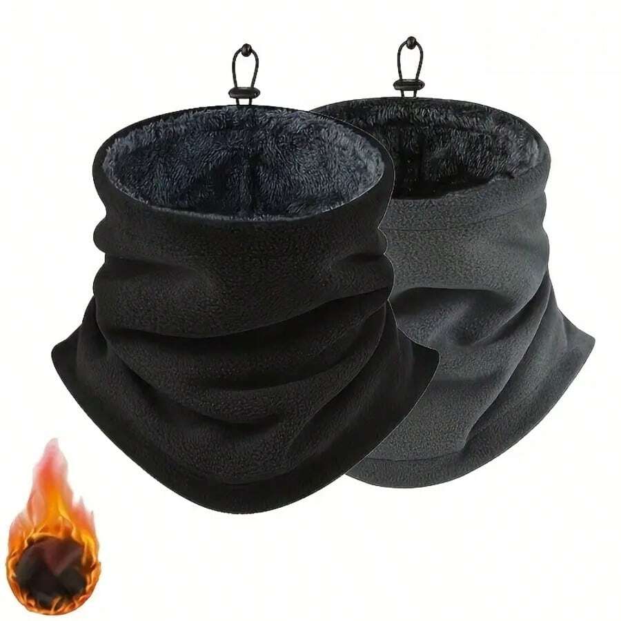 2-Pack Men's Thermal Neck Warmer - Heavyweight Windproof Thermal Face Mask, Soft Fleece Lining, Breathable Polyester Knit, Suitable For Winter Cycling, Outdoor Activities, Skiing And Motorcycle Riding - Multifunctional Balaclava, Hand Wash Only - Solid Black, Gray - Suitable For Cold Weather And Layering, Cold Weather Layering Outfit, Motorcycle Riding Gear, Men's Winter Accessories, Windproof Face Mask, Functional Face Mask, Solid Color Design, Heavyweight Fabric, Durable Insulation Material, Men's Winter Sports - Đen + Xám - Xem 1