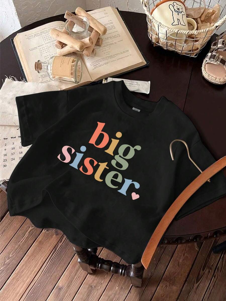 少女可愛時尚字母印花圓領休閒剪裁t卹,夏季