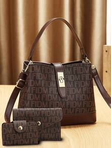 1 Set Women's Small Handbag, Fashion Shoulder Bag, Colorblock Bucket Bag - Multicolor - View 7