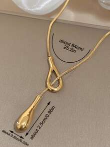 Eterna Glow 1件優雅復古Y型項鍊水滴吊墜，蛇骨鏈，奢華禮品珠寶，適合女性與男性，情人節配件，四季日常配戴 - 風格1 - 查看 5