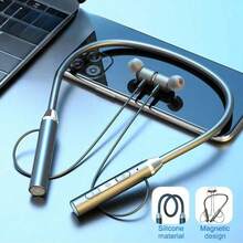 Wireless Headphones Fone Bluetooth 5.3 Neckband Earphones Silicone Hifi Stereo Sports Headset Halter Waterproof Magnetic Earbuds - Black - View 8