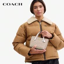 COACH City 15 品牌标志可拆卸肩带涂层帆布手提包单肩包迷你女士米色/粉白色 CW032-IMXDM - 杏色 - 查看 4