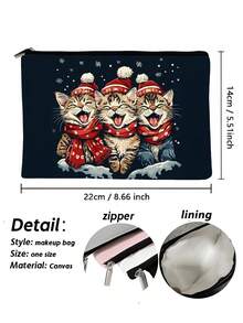1个可爱猫咪图案化妆包，便携式旅行收纳包，女士手提包，夏季包，斋月包，化妆包，钱包，背包 - 彩色 - 查看 2