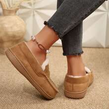 Women Warm Lined Slippers Loafers Casual Slip On Shoes Walking - 摩卡棕 - 查看 10
