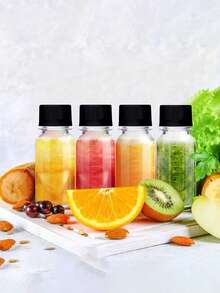 1/6/12pcs Mini Ginger Cups, 2oz Tiny Juice Bottles With White Screw Lids, Small Beverage Containers, Reusable, Leak-Proof, Freezer , Transparent With Measurement Marks, Suitable For Liquid, Juice, Jam - Multicolor - View 1