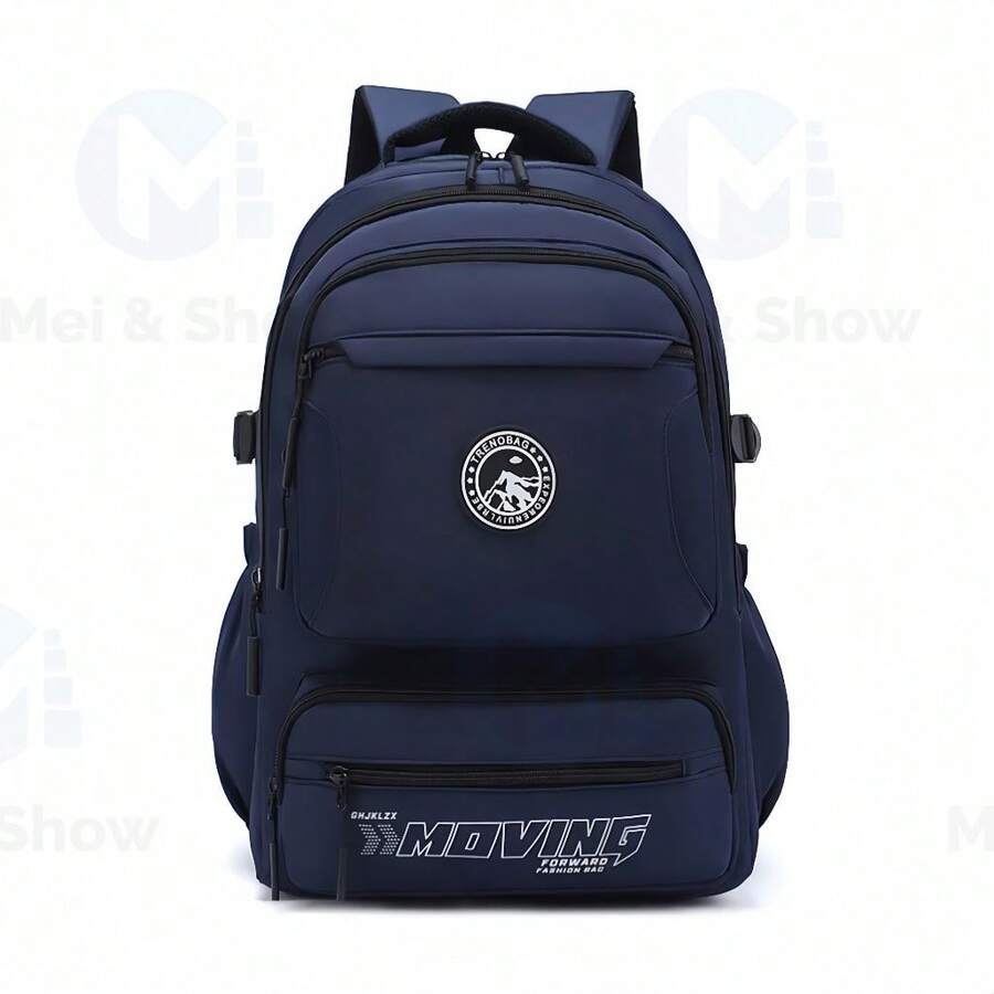 New Men's Large Capacity Backpack, Couple Backpack, College School Backpack, High School Campus Travel Backpack, Fashion Double-Sided Backpack - 藍色 - 查看 1