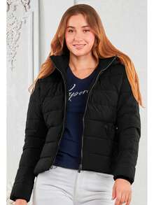 Women Winter Coats - Black - View 1