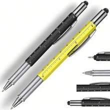 6-In-1 Multi-Functional Tool Pen, All-In-One Technical Tool Pen With Flathead & Screwdriver, Ballpoint Pen, Stylus Pen, Ruler, Level, Convenient Tool Kit