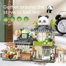 Street View Tea Shop Mini Building Blocks  Set, Creative Building Toys Cute Panda Building Set For Girls 6-12, Simulation Architecture Construction Toy, Gift Idea For Kids Adults (860PCS) - Multicolor - View 6
