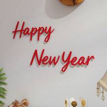 HELLO 2026 HAPPY NEW YEAR Simple Letter Wall Sticker Party Background Wall Decor - Red - View 9