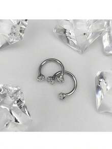 1pc/3pcs/4pcs Y2K Style 16G Horseshoe Septum Clicker With Piercing Tool, Stainless Steel 316L Low Allergy, Cubic Zirconia Embedded, External Thread Design, Suitable For Nose, Cartilage, Lip, Ear, Unisex Jewelry, Great Gift For Halloween, Thanksgiving, Christmas, Birthday
