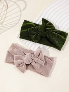 3pcs/Set Cute Velvet Bow Headbands For Girls, Soft Solid Color Bow Hair Accessories Set