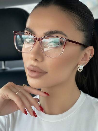 1 副女士圆形 PC 镜框渐变色时尚透明眼镜透明眼镜配件女士眼镜配件