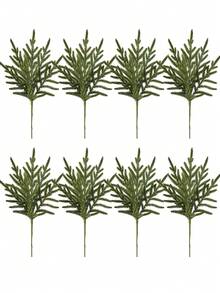 1 件人造松树叶树枝真实触感假绿叶松枝仿茎适用于 DIY 圣诞花环装饰和家庭花园装饰 - 綠色 - 查看 10