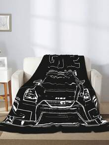 GTR R35 JDM Line Art Tuner Drift Racing Flannel Blankets Queen Size Black - Soft Lightweight Plush Fuzzy Cozy Luxury Fall Blanket Microfiber, Room Home Decor Gifts For Women And Men, 50x60 Inches - màu đen - Xem 4
