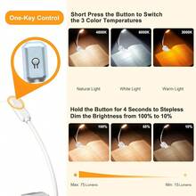 1 Đèn đọc sách 8 bóng LED sạc lại dùng để đọc sách cạnh giường ngủ - Bảo vệ mắt với 3 mức nhiệt độ màu, độ sáng có thể điều chỉnh, đèn đọc sách kẹp nhẹ, nhỏ gọn, thích hợp cho học sinh, trẻ em, đan lát, cắm trại, sửa chữa, người yêu sách, quà tặng tốt nghiệp - Kiểu dọc màu trắng - Xem 10