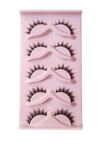 5 Pairs/Box Cartoon Eyelashes, Lightweight European-American Petite Devil False Eyelashes, Mixed Girl Group 3D Natural Curly Crossed One-Piece Eyelashes, Enlarging Eyes, Suitable For Cosplay, No-Makeup Look And Light Makeup - Natural Lashes - View 6