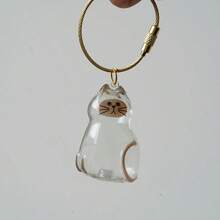 Clear Cat Fur Keepsake Charm - Portable Memorial Keychain For Pet Lovers, Customizable Cat Hair Jewelry Gift - Trong sáng - Xem 3