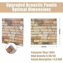 12 Pack Acoustic Panels, Sound Proof Wall Panels Self - Adhesive, Brick Pattern Sound Absorbing Panels Acoustic Treatment And Wall Decor, Brown