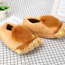 Pantuflas de peluche creativas de hobbit al por mayor, cálidas para el hogar, para parejas, con suela gruesa, nuevas zapatos de algodón - Albaricoque - Ver 7
