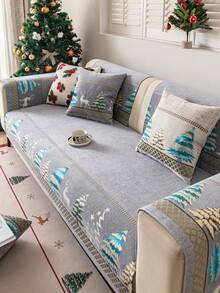 1 件通用圣诞沙发垫，现代简约防尘防滑沙发座套垫，可水洗，保暖，不褪色，宠物友好，适用于卧室、办公室、客厅、L 形和 1/2/3/4 座沙发 - 淺灰色 - 查看 5