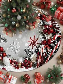 Christmas Theme Rug - Snowy Holiday Design, Washable & Stain Resistant, Soft Flannel With Non-Slip Memory Foam Backing, Suitable For Living Room, Bedroom, Entryway, Ideal For Christmas, Winter, Autumn Kitchen Rug Bathroom Decor - Multicolor - View 17