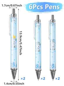 6支/套 蓝色大象图案可伸缩圆珠笔，黑色墨水，性别揭晓派对礼物，婴儿派对装饰，一周岁生日派对用品，新娘送礼会礼物，一周岁生日派对礼物，男宝宝派对用品，男宝宝派对装饰 - 藍色小象 - 查看 9