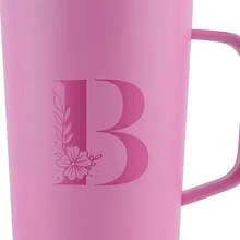 LuckyLy Termo para Café de Acero Inoxidable Iniciales 500ML, Doble Aislamiento Térmico y Tapa Hermética Antigoteo, Vaso Térmico tipo Taza ideal como Regalos para Mujer y Mamá – Modelo Nelly, Letra S - Letra B - Rosa - Ver 3