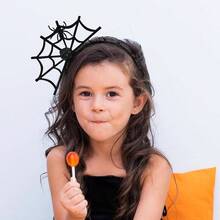 Halloween Spider Web Headband, Black Lace Hairband, Gothic Cosplay Costume Accessory Women Hair Accessories Black - Black - View 7