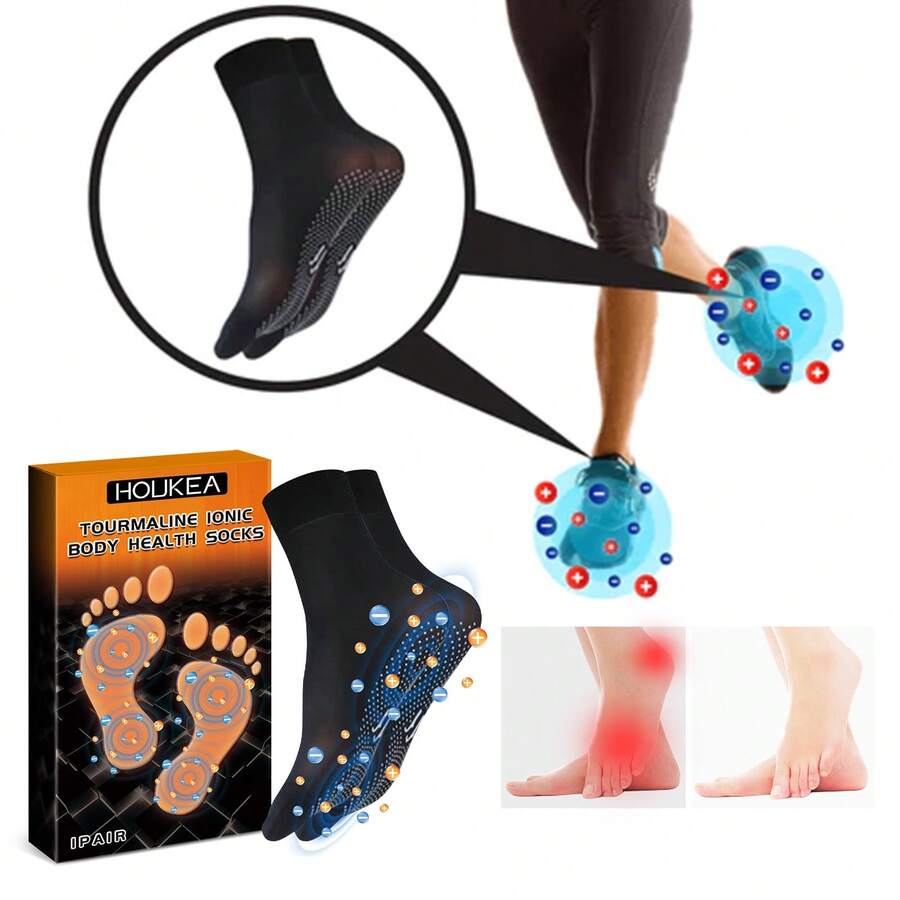 Ionic Massage Socks For Winter Outdoor Sports Cold And Windproof Warm Foot Care Massage Socks - 黑色 - 查看 1