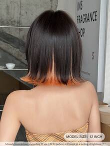 Wig Bob Pendek Keriting 12 Inci dengan Sorotan Cokelat Oranye untuk Wanita - Wig Keriting Modis dengan Poni, Wig Serat Sintetis Lembut, Halus, dan Tahan Panas untuk Penggunaan Sehari-hari, Sempurna untuk Liburan, Festival Musik, Perayaan, Perayaan Sakura, Hadiah Wisuda & Hadiah Aksesori Wig untuk Teman - Coklat - View 5