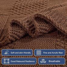 Knit Throw Blanket,Classical Checkered Blanket For Couch,Cozy Warm Knitted Throw Blanket For Bed Sofa Living Room, Decorative Stretched Throw, Lightweigh,50"X 60"Oatmeal - 焦橙色 - 查看 3
