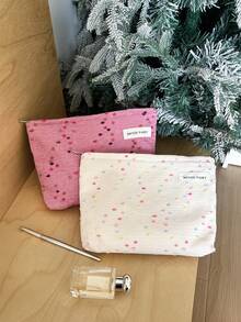 AGG, Cute Colorful Polka Dot Fabric Makeup Bag, Zipper Portable Cosmetic Storage Bag, Suitable For Daily Storage And Short Trips, Women's Large Capacity Travel Toiletry Bag - Multicolor - View 2