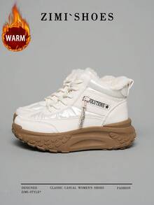 1 Pair High Quality Women's Winter Multifunctional Fashion Casual Thermal Lined Thick Sole High-Top Snow Boots, Outdoor Sports Casual Shoes For Daily Wear