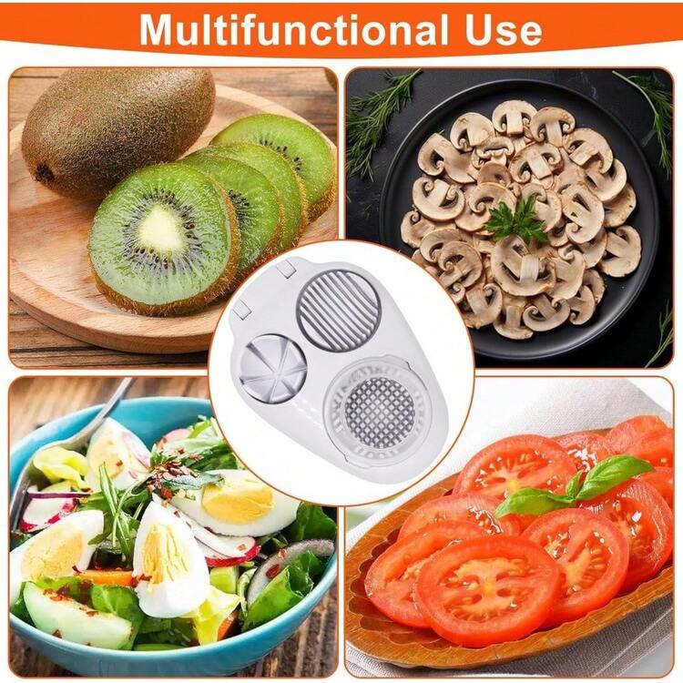 3-In-1 Egg Slicer, Stainless Steel Egg Cutter, Heavy Duty Egg Slicing Tool, Also For Slicing Strawberries, Mushrooms, Cherry Tomatoes, Multifunctional Kitchen Accessory (1pc, White) - Multicolor - View 7