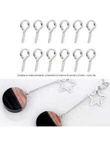 200pcs ojo pines tornillos ojetes ganchos roscados bails hallazgos para arcilla, resina, grano, fabricación de joyas de plástico(Silver) - Plateado - Ver 2