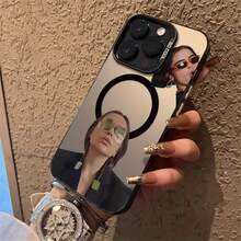 Funda magnética plateada colorida para teléfono con diseño de gafas para chicas. Diseño elegante y moderno. - Negro - Ver 6