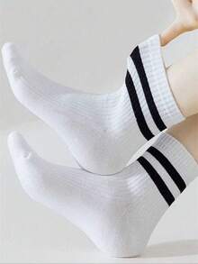 1/5/10/20 Pairs Women's Casual Colorful Striped Short Socks - Multicolor - View 5
