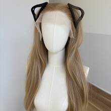 13X4 Inch Large Area HD Lace Frontal Wigs Heat Resistant Synthetic Hair Long Straight Daily Wear Soft Blonde Layered - Blonde - View 2