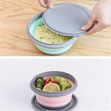 Foldable Silicone Bowl Set - Essential For Outdoor Picnic Camping, Portable Cookware, Travel Fruit Container, Collapsible For Space-Saving - Multicolor - View 6