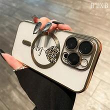 Teléfono con lente integral con estampado de leopardo en forma de corazón, chapado magnético, compatible con carga inalámbrica magnética y compatible con phone 16 Pro Max, 16, 15 Pro, 14, 14 Plus/14 Pro Max, 13, 13 Pro, 12 Pro, 11/11 Pro y la serie Pro. ¡Ideal para regalar a amigos, en cumpleaños y en fiestas! - Plateado - Ver 9