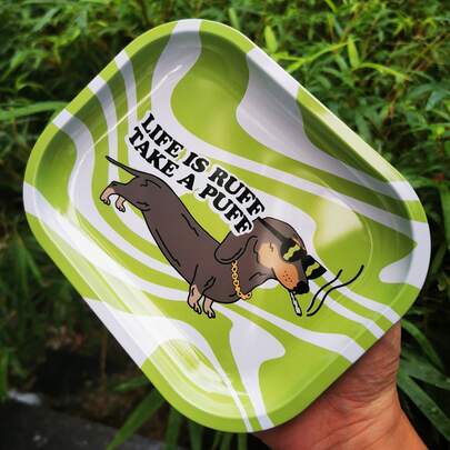 1 件金属滚动托盘，经典金属装饰托盘 - 抛光表面，艺术主题，1 套，带有独特图案的金属托盘 - 香草滚动托盘，适合旅行、家居装饰和节日礼物 - 万圣节、圣诞派对等的理想选择