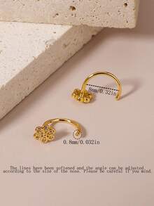 18K镀金可爱花朵鼻环20G-C形花朵镶嵌锆石鼻钉/鼻孔饰品适合日常佩戴小鼻环 - 多款式 - 查看 2